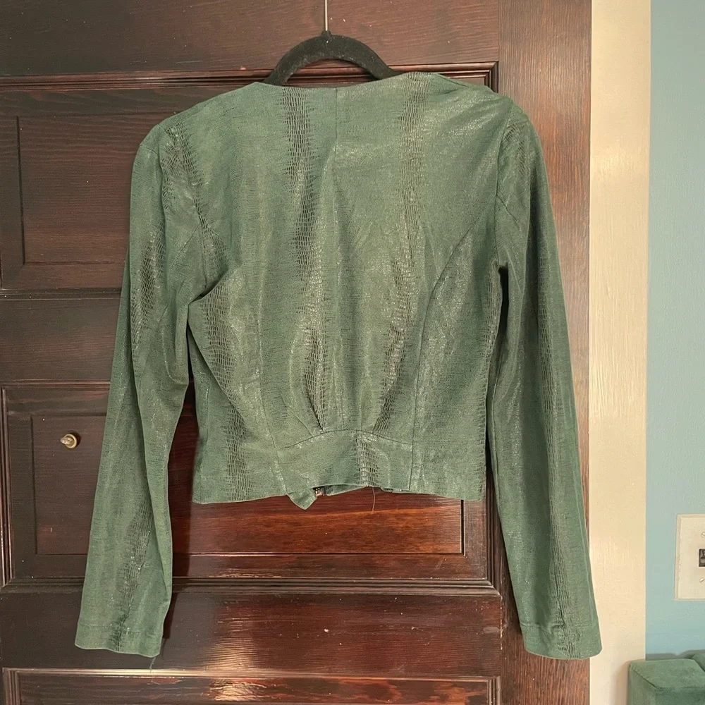 Forest green snake skin print suede jacket - Picture 2 of 2